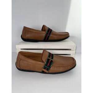 Henry Ferrera Shoes Mens Size 8.5 Faux Leather Loafers Slip On Andrew Buckle Dre